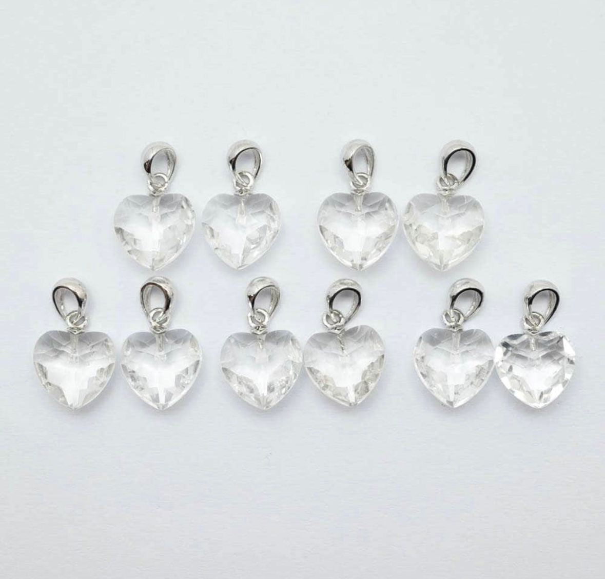 Clear Quartz 11mm Heart 925 Silver Pendant (Master Light)