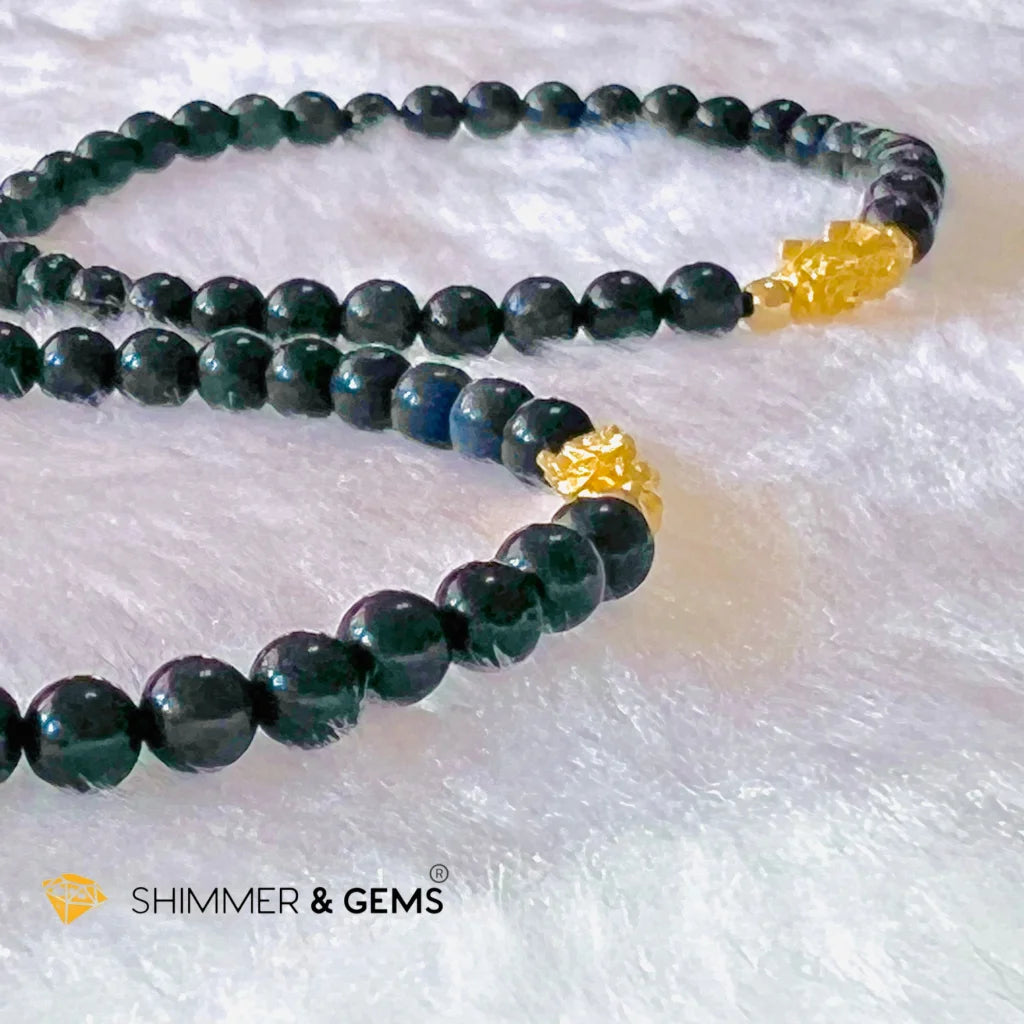 24k Pure Gold 999 Pixiu Blue Sapphire Bracelet