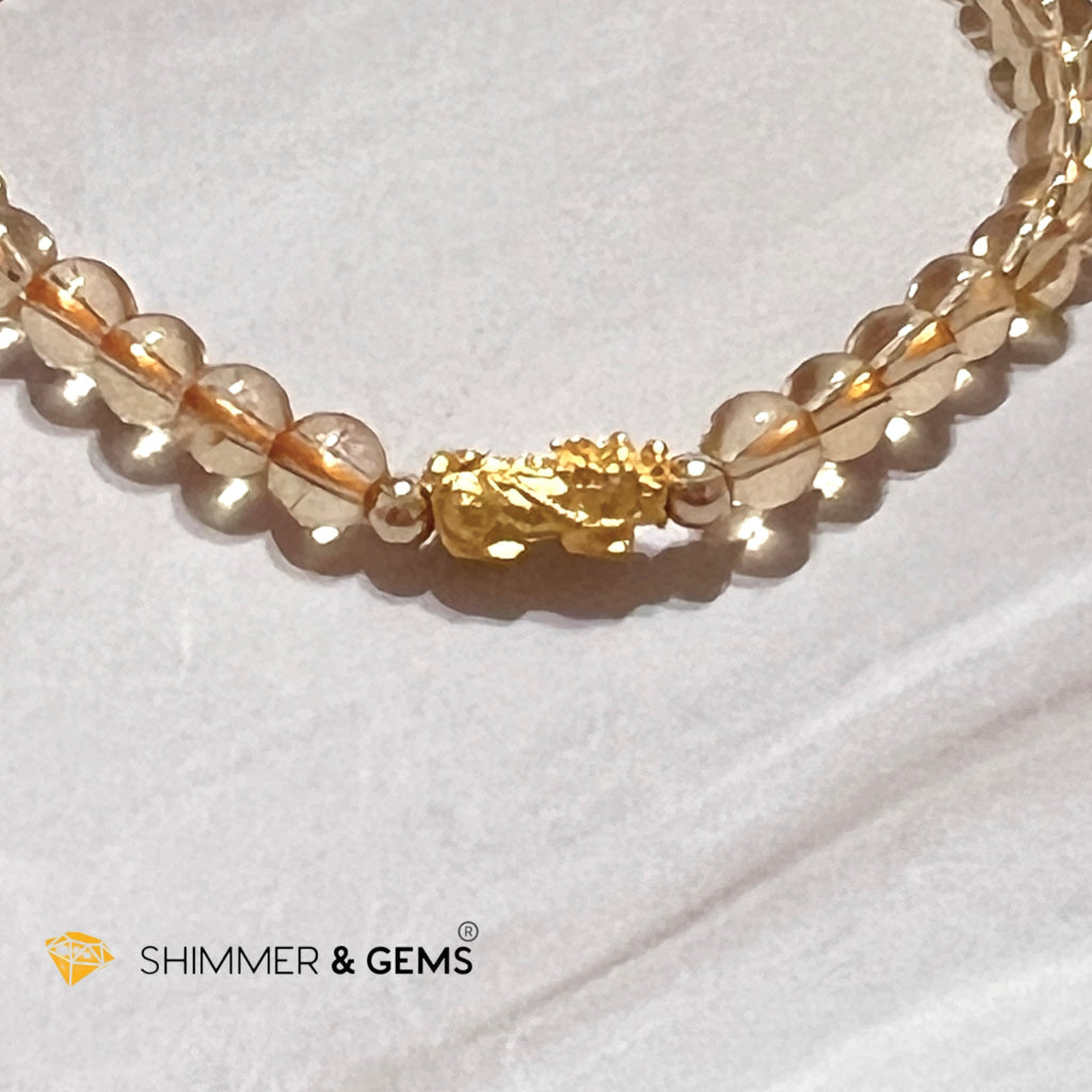 24K Pure Gold 999 Pixiu Citrine Bracelet