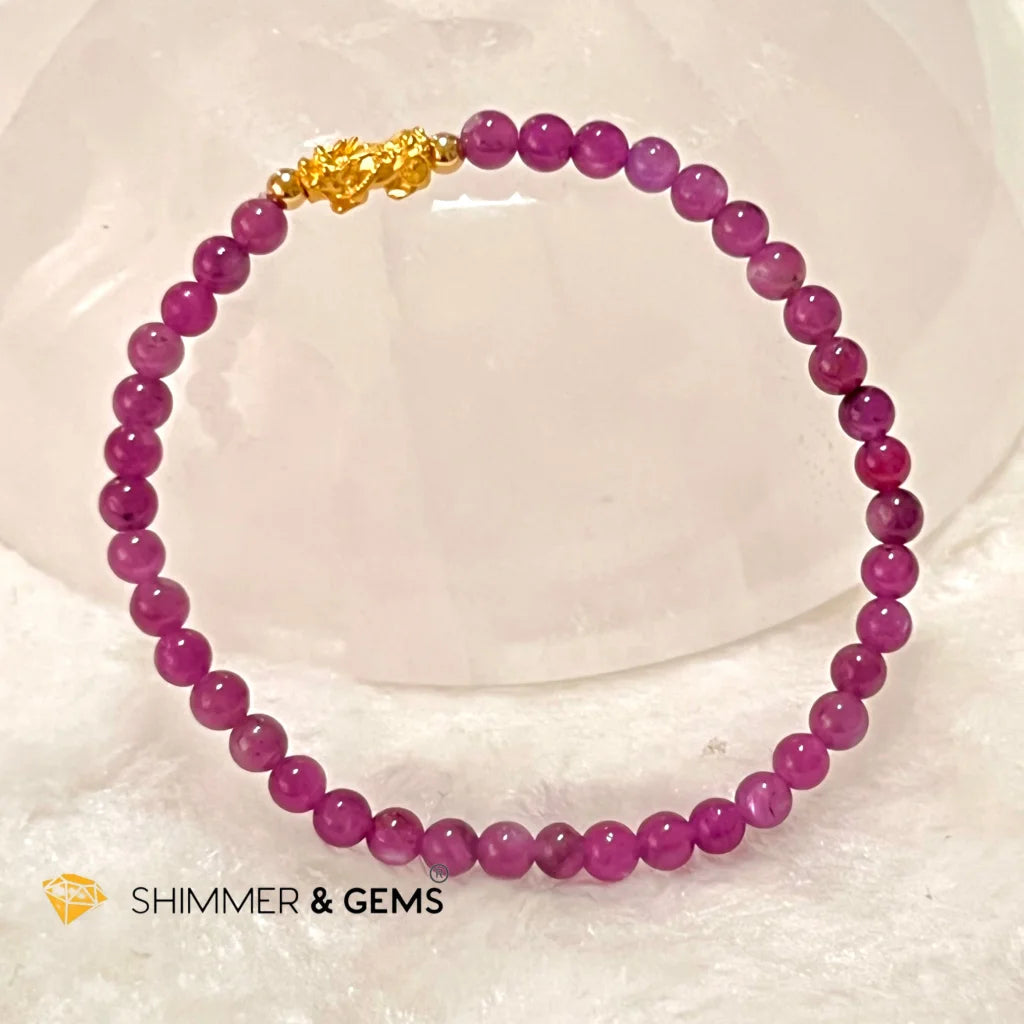 24k Pure Gold 999 Pixiu Ruby Bracelet