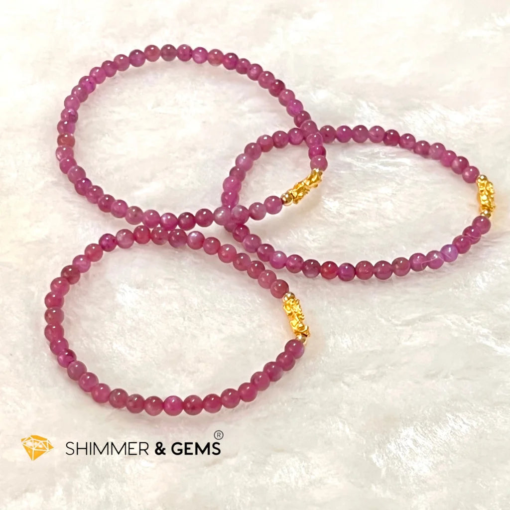 24k Pure Gold 999 Pixiu Ruby Bracelet