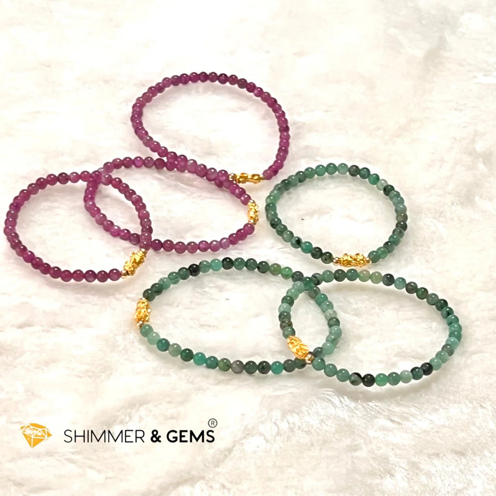 24k Pure Gold 999 Pixiu Ruby Bracelet