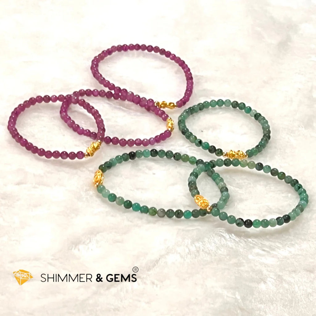 24k Pure Gold 999 Pixiu Ruby Bracelet