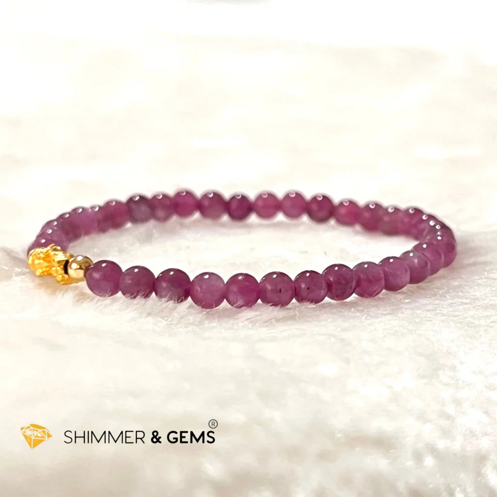 24k Pure Gold 999 Pixiu Ruby Bracelet