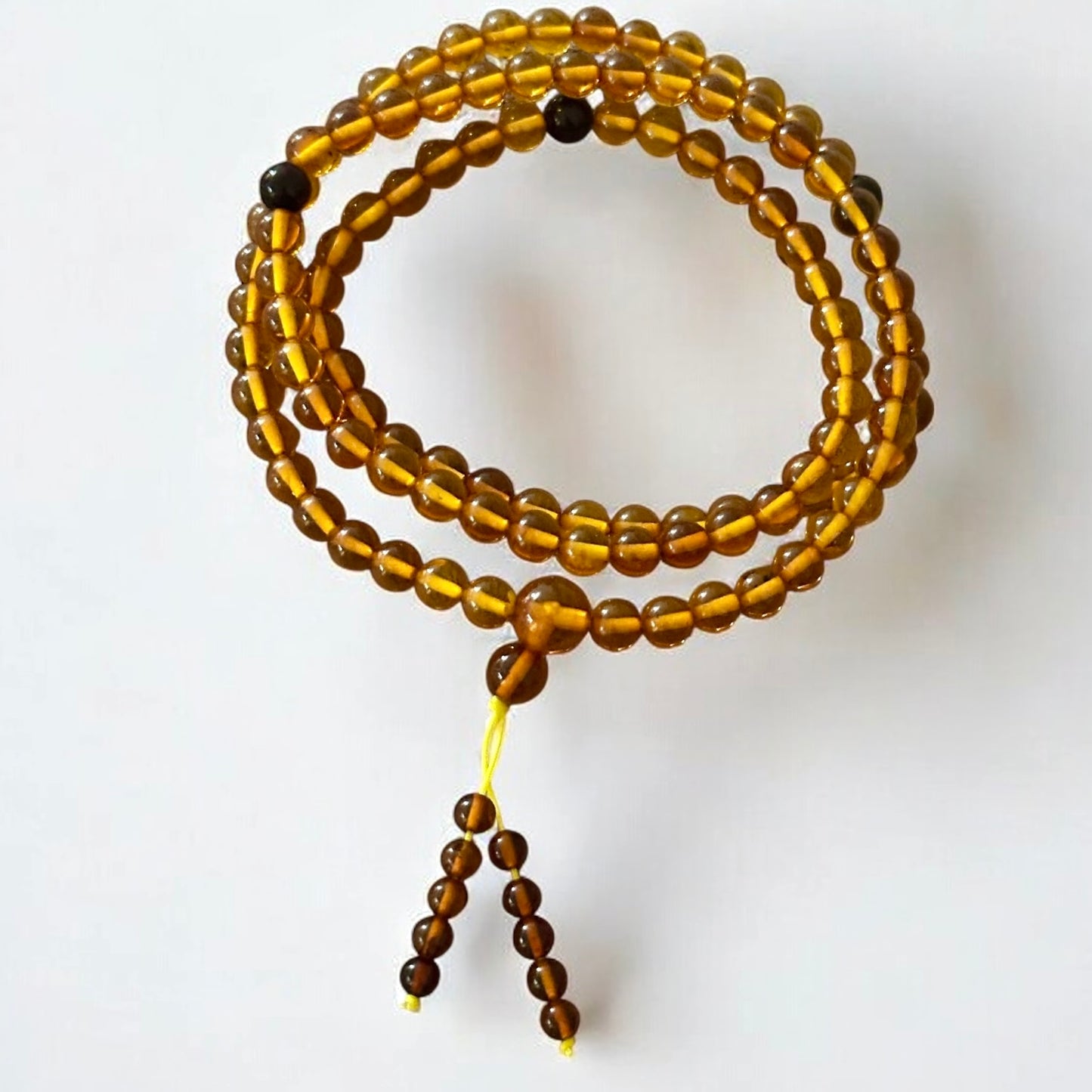 Amber 108 Mala 4mm Beads- Golden Manifestation Shield (Pre-coded & activated)