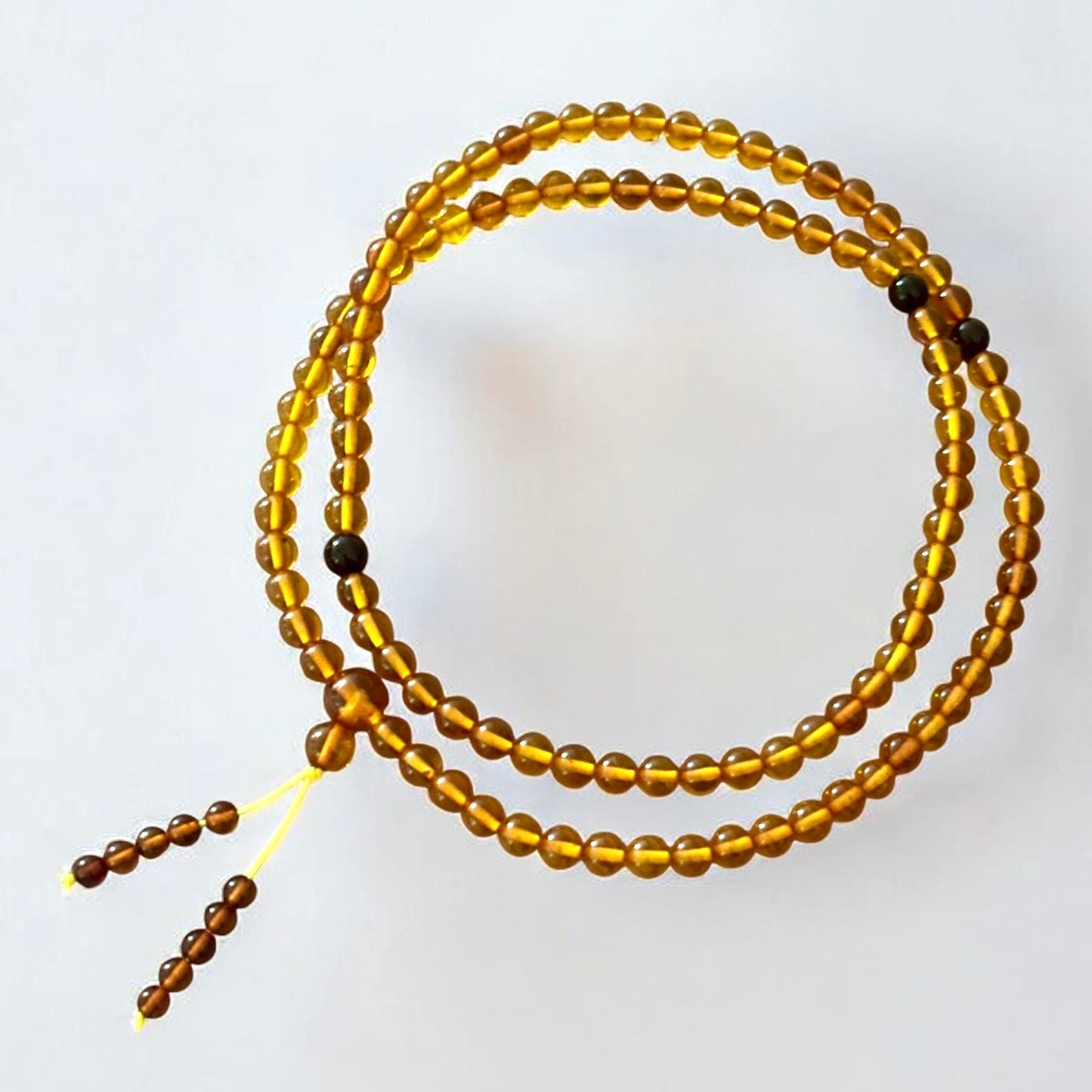 Amber 108 Mala 4mm Beads- Golden Manifestation Shield (Pre-coded & activated)
