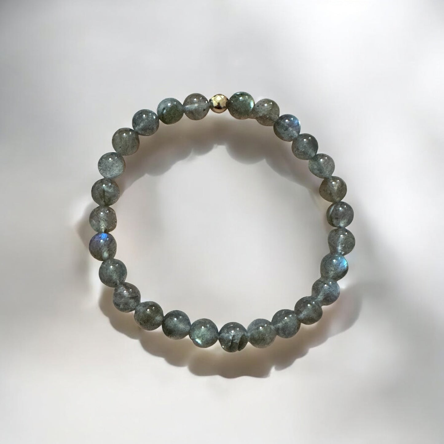 Labradorite 6mm Bracelet with 14k gold filled bead (Mystic Shield) Pre-coded & activated