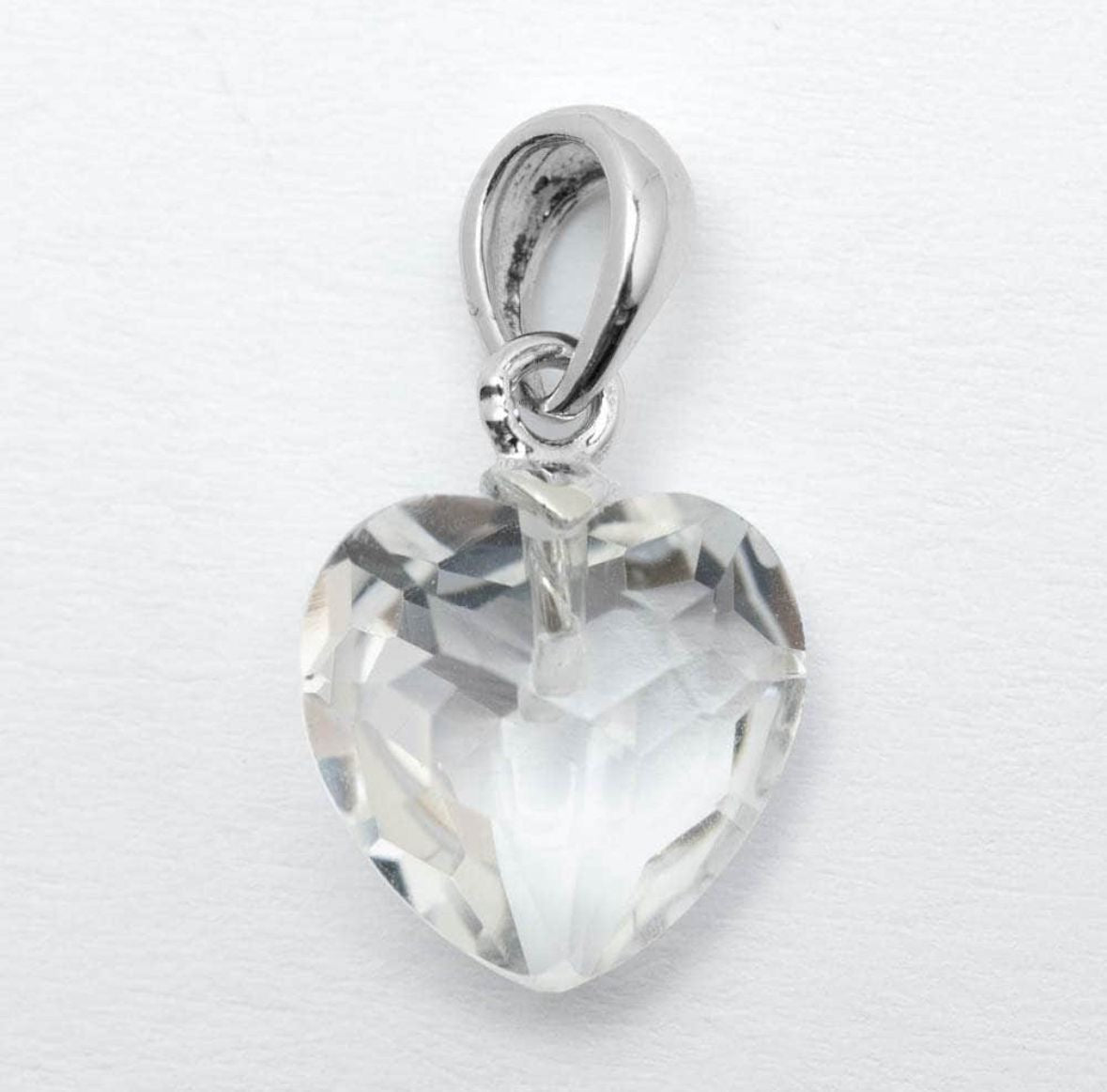 Clear Quartz 11mm Heart 925 Silver Pendant (Master Light)
