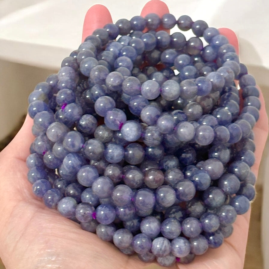 Iolite with Leklai Premium 7-8mm Bracelet (Detox • Debt Clearing • Magical Alchemy • Soul Cleansing) Sacred Technology Collection