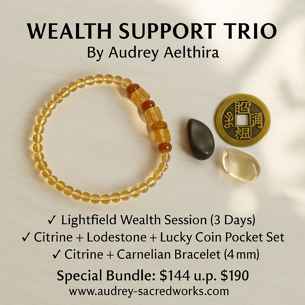 Wealth Support Trio by Audrey (Lightfield Healing + Pocket Stones + Bracelet) Pre-coded & Activated