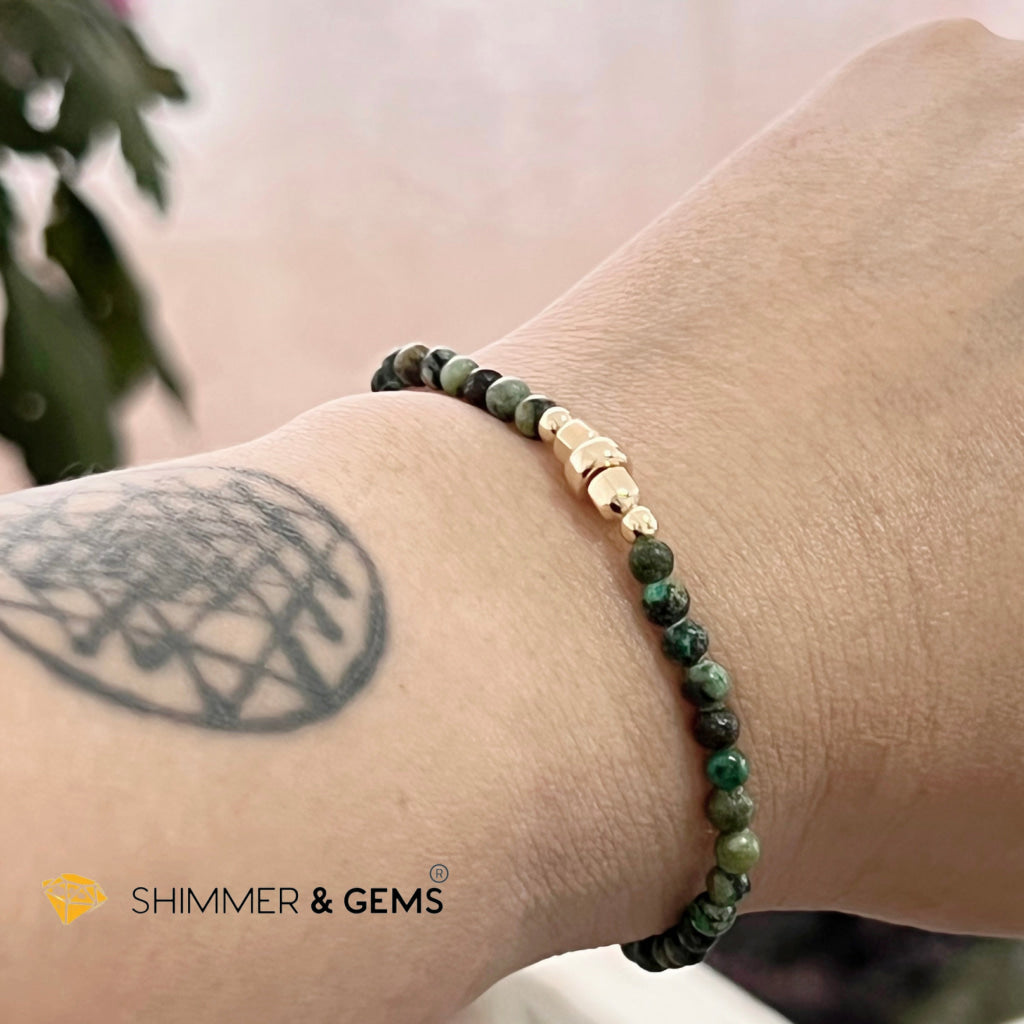 African Turquoise 3Mm Healing Bracelet With 14K Gold Filled Beads Bracelets