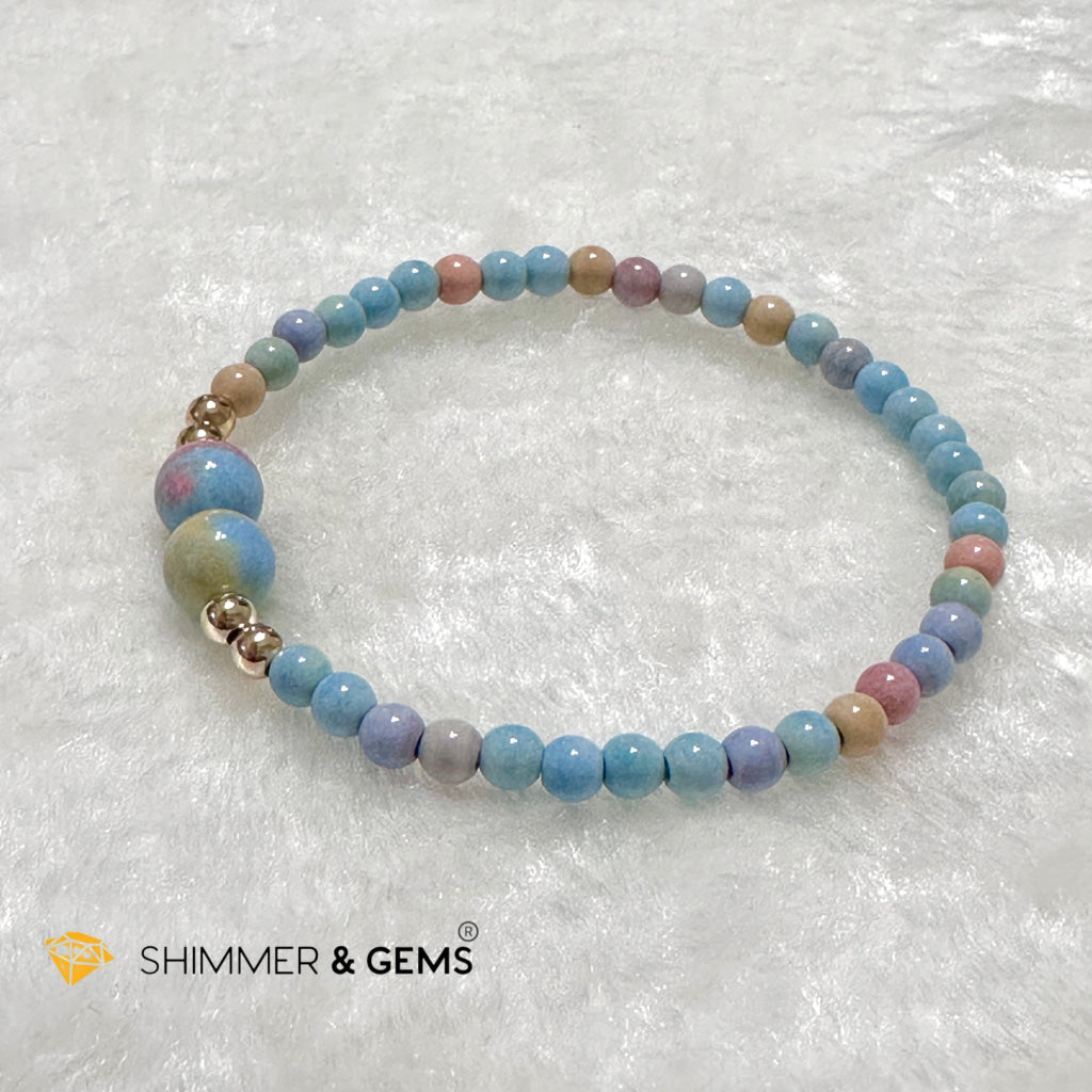 Alashan Agate 4mm Bracelet with 14k gold filled beads (AAA)