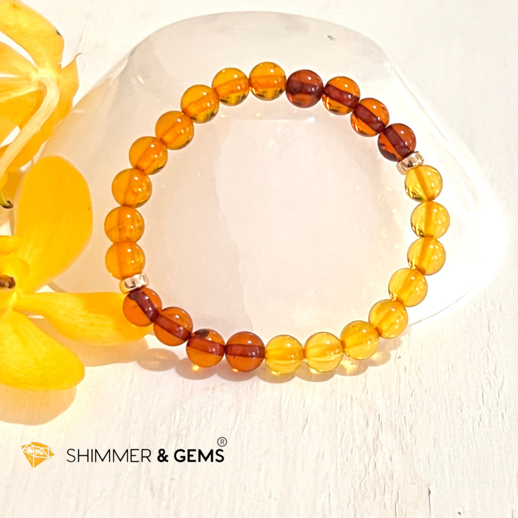 Amber Tricolour Bracelet (Natural) 6Mm Bracelets