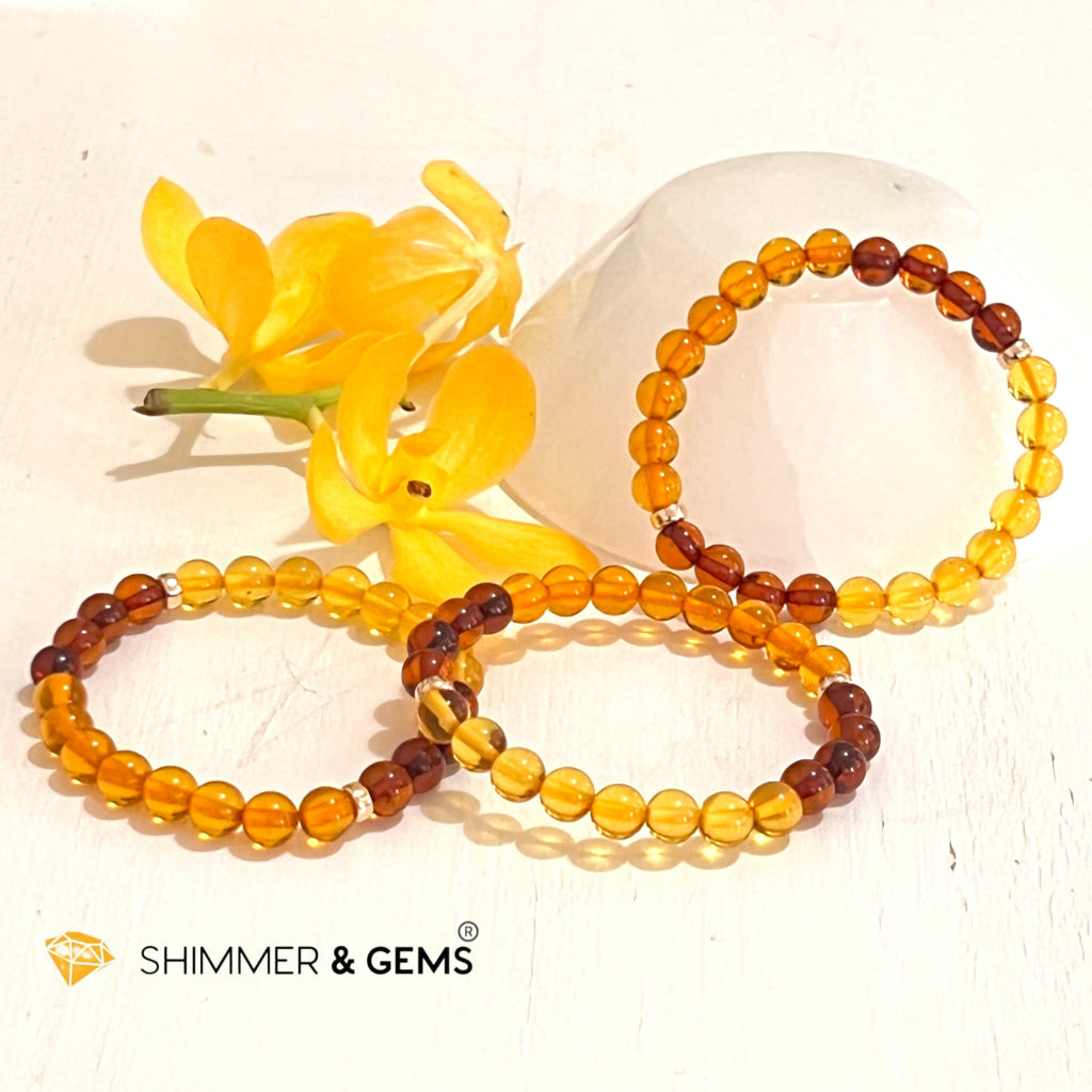 Amber Tricolour Bracelet (Natural) 6Mm Bracelets