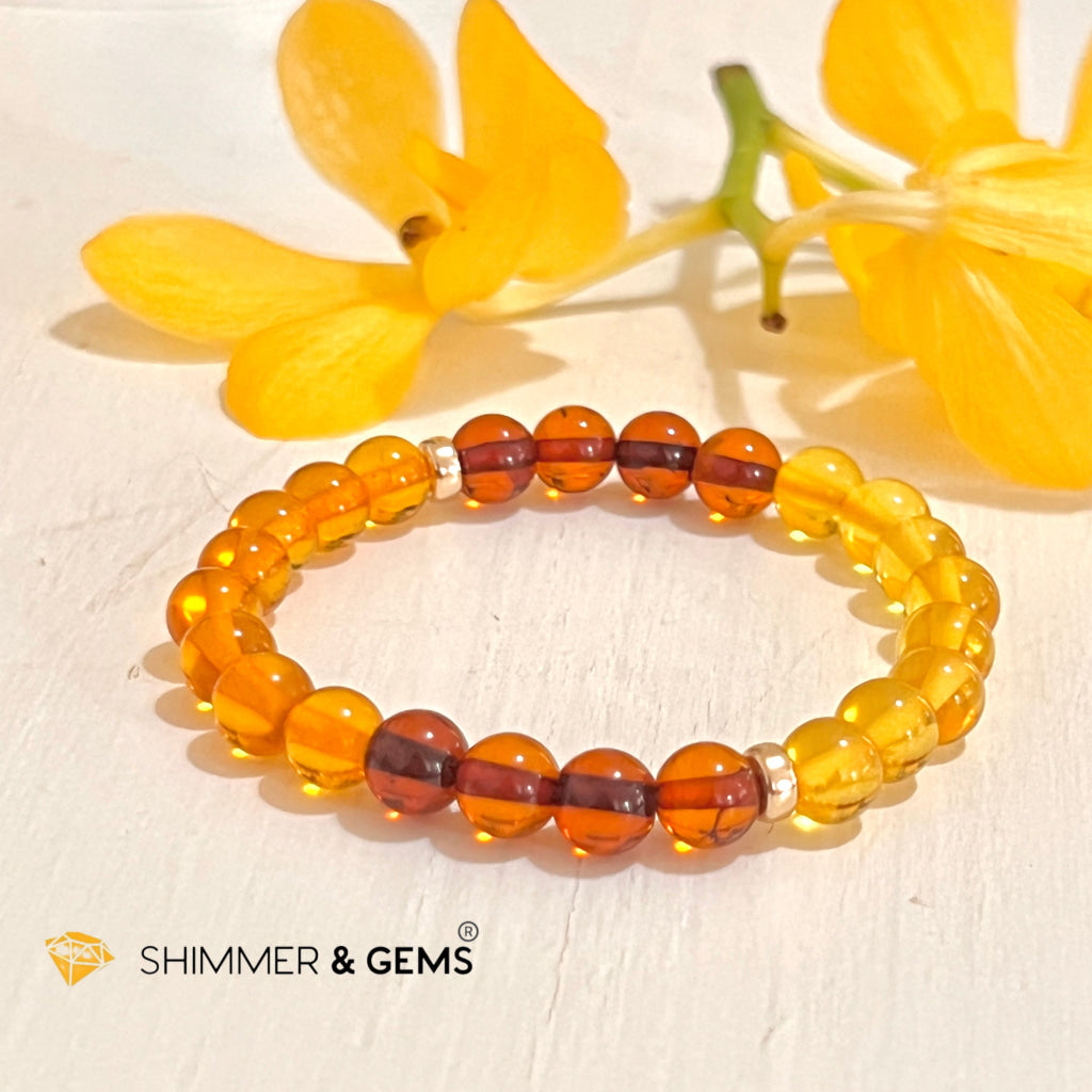 Amber Tricolour Bracelet (Natural) 6Mm Bracelets
