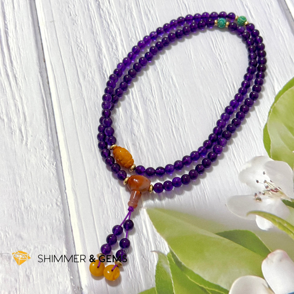 Amethyst 108 Mala Beads Necklace (6mm)