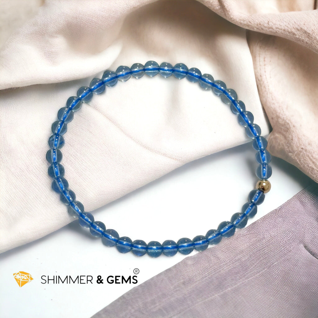 Aquamarine 4mm Gem Grade Bracelet with 14k gold filled (AAAA Premium Grade)