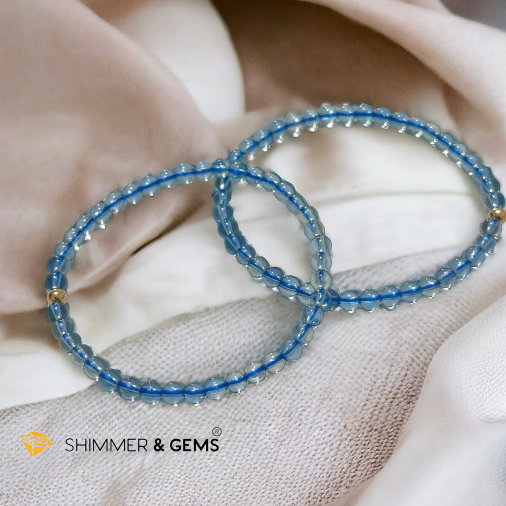Aquamarine 4mm Gem Grade Bracelet with 14k gold filled (AAAA Premium Grade)