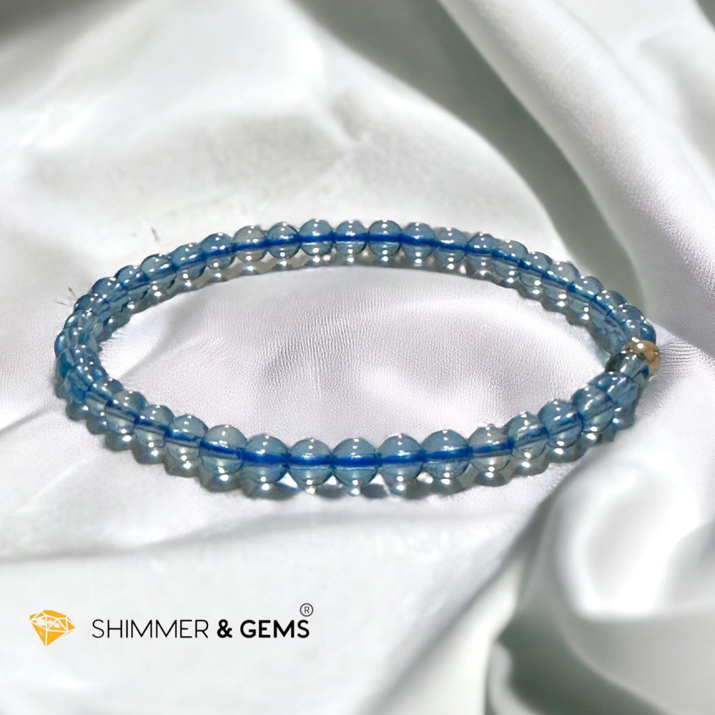 Aquamarine 4mm Gem Grade Bracelet with 14k gold filled (AAAA Premium Grade)