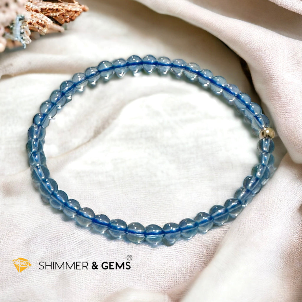 Aquamarine 4mm Gem Grade Bracelet with 14k gold filled (AAAA Premium Grade)
