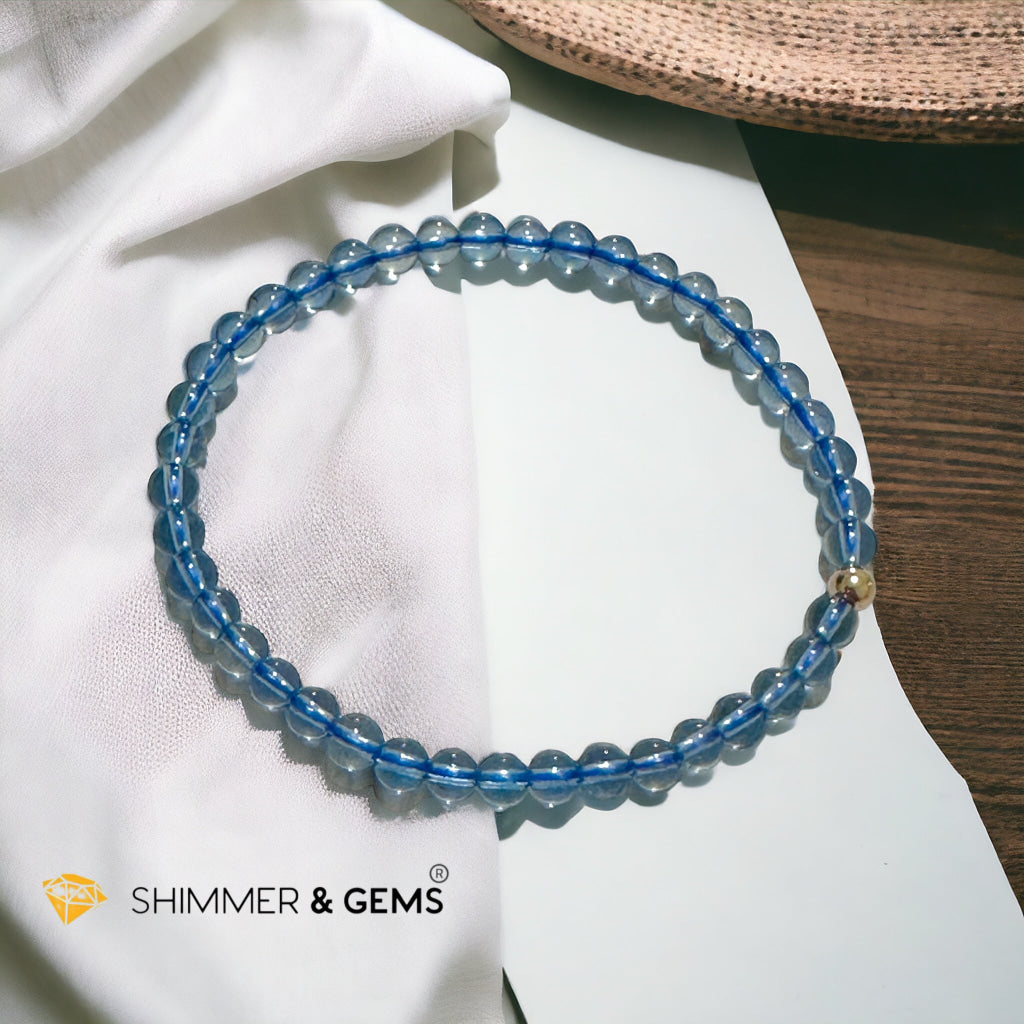 Aquamarine 4mm Gem Grade Bracelet with 14k gold filled (AAAA Premium Grade)