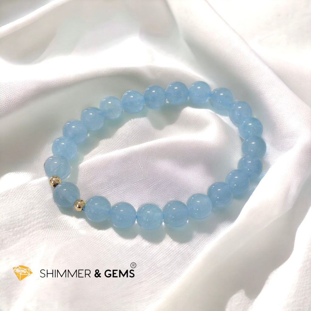 Aquamarine 8mm (AAA grade) bracelet with 14k gold filled beads