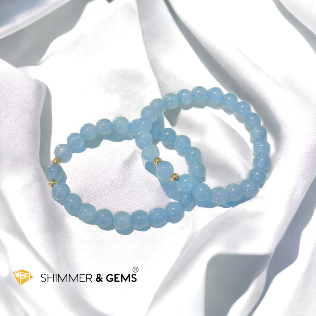 Aquamarine 8mm (AAA grade) bracelet with 14k gold filled beads