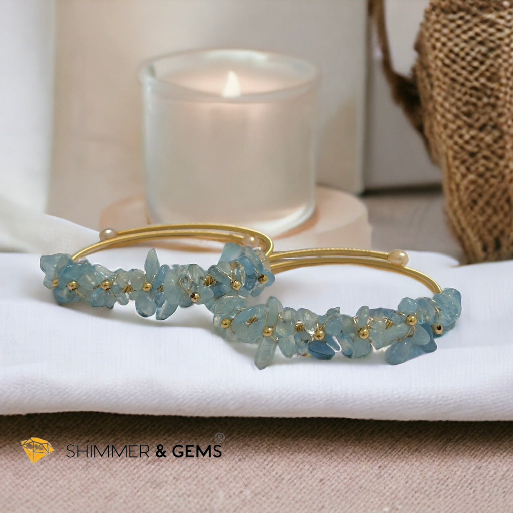 Aquamarine Bangle (Handmade Wirewrapped 14k gold filled)