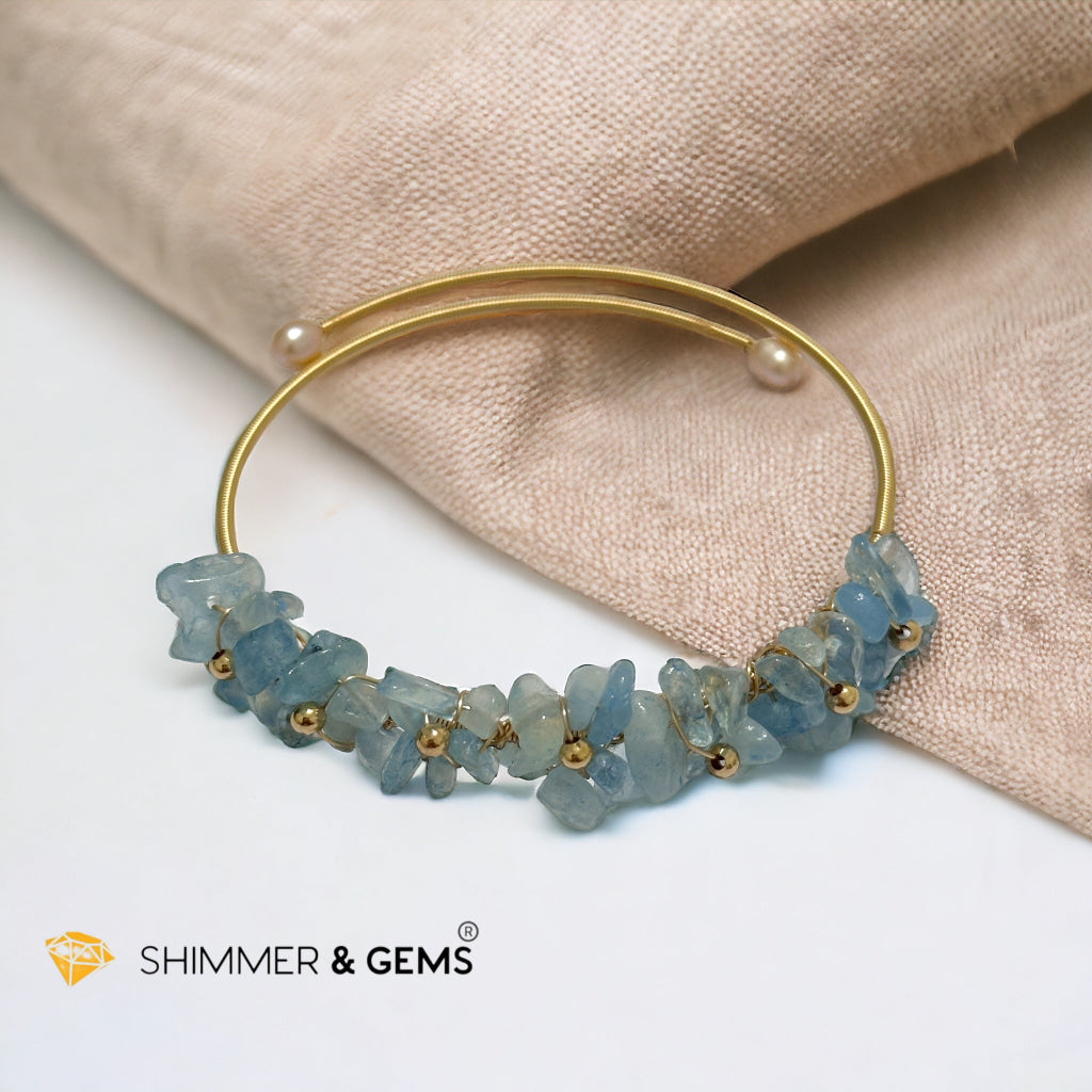 Aquamarine Bangle (Handmade Wirewrapped 14k gold filled)