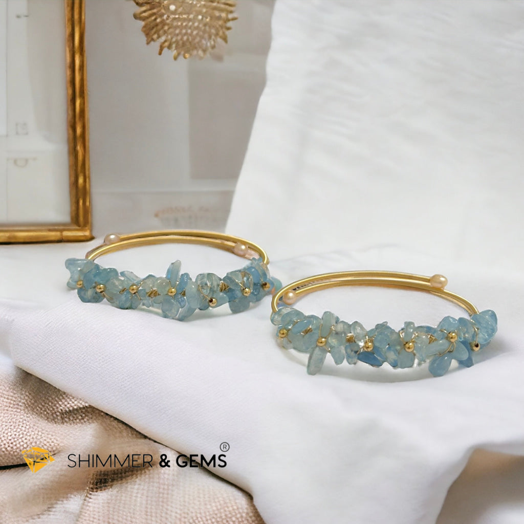 Aquamarine Bangle (Handmade Wirewrapped 14k gold filled)