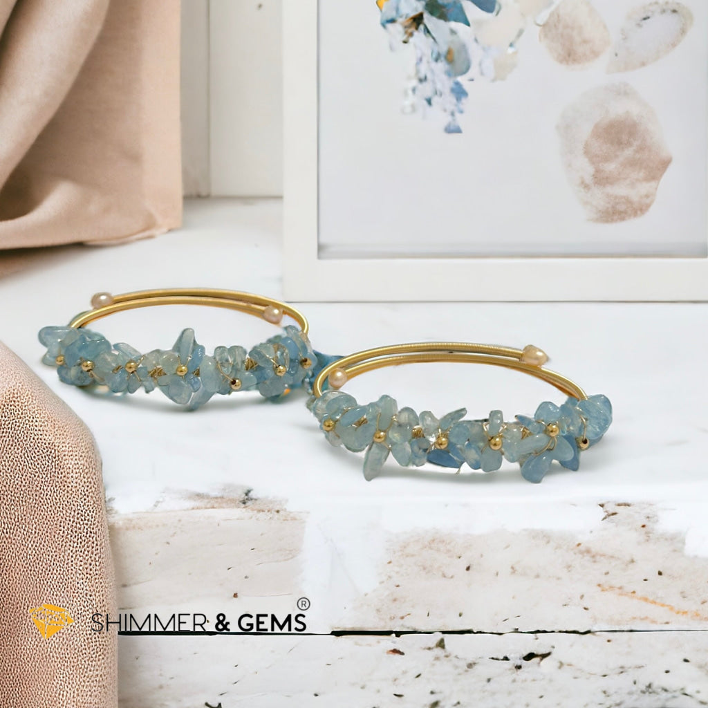 Aquamarine Bangle (Handmade Wirewrapped 14k gold filled)