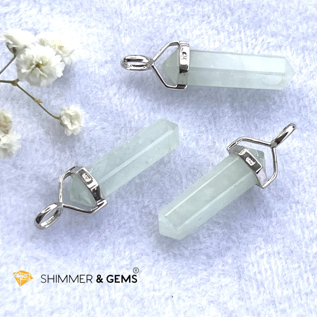 Aquamarine Double Pointer Pendant 925 Silver Charms & Pendants