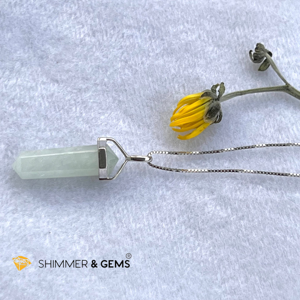 Aquamarine Double Pointer Pendant 925 Silver Charms & Pendants