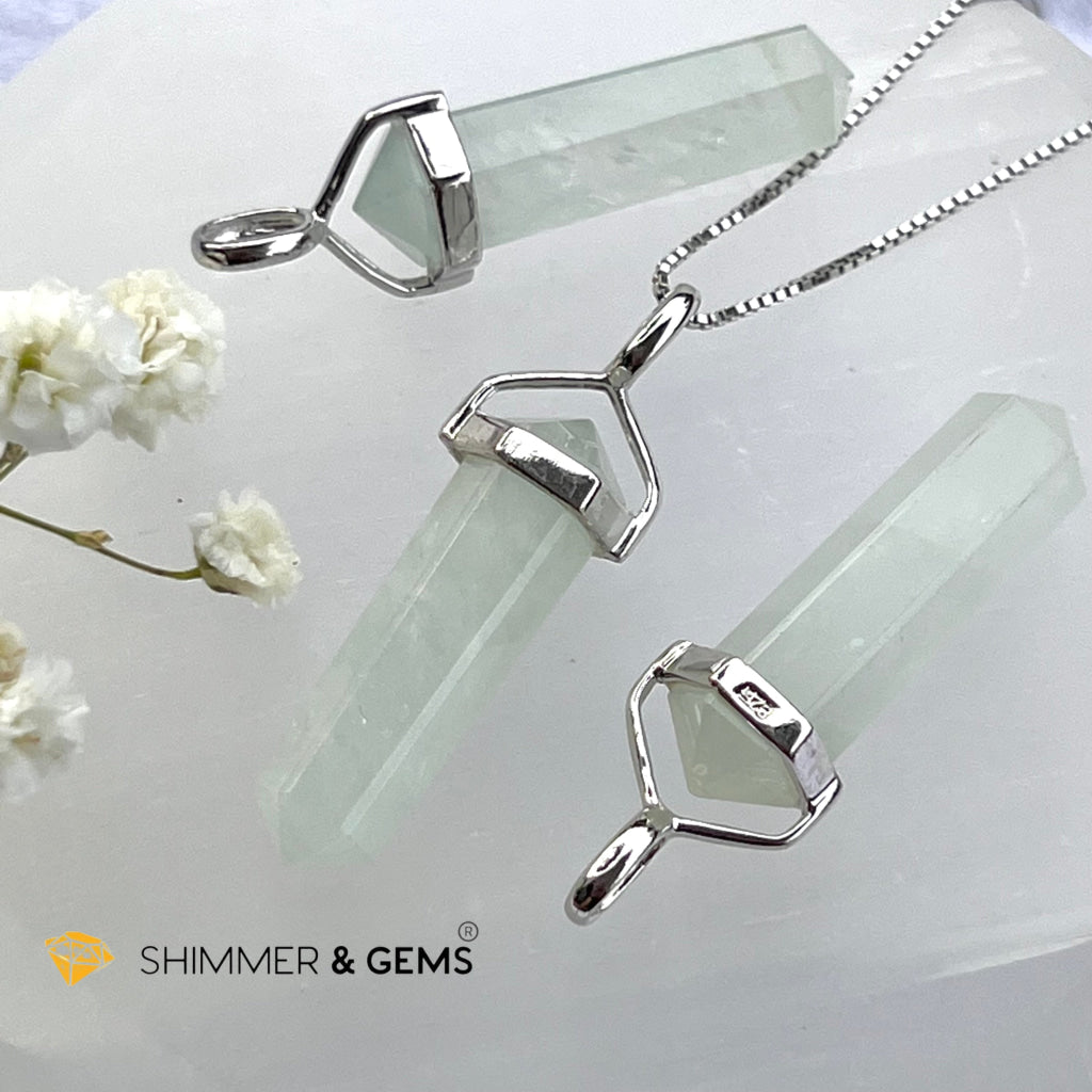 Aquamarine Double Pointer Pendant 925 Silver Charms & Pendants