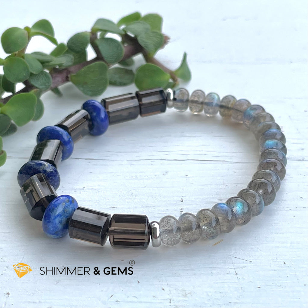 Aura Cleanse & Stress Release Bracelet For Men Women (Labradorite Lapis Smoky Quartz) Bracelets