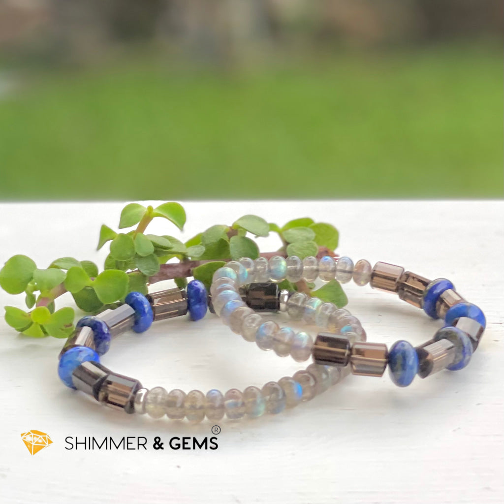 Aura Cleanse & Stress Release Bracelet For Men Women (Labradorite Lapis Smoky Quartz) Bracelets