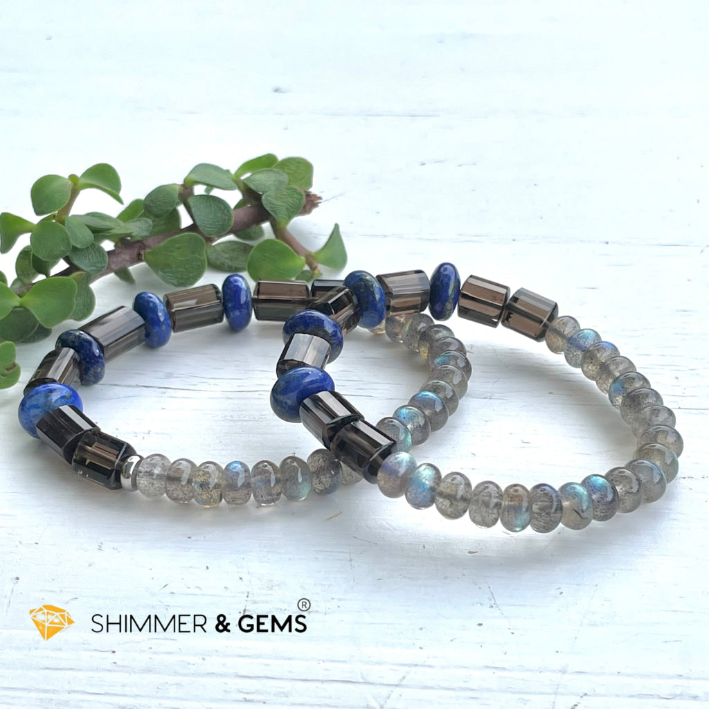 Aura Cleanse & Stress Release Bracelet For Men Women (Labradorite Lapis Smoky Quartz) Bracelets