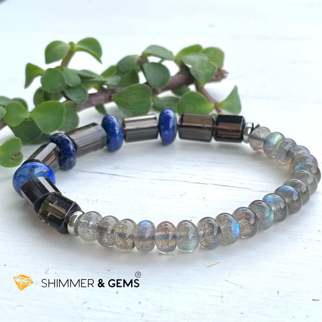 Aura Cleanse & Stress Release Bracelet For Men Women (Labradorite Lapis Smoky Quartz) Bracelets