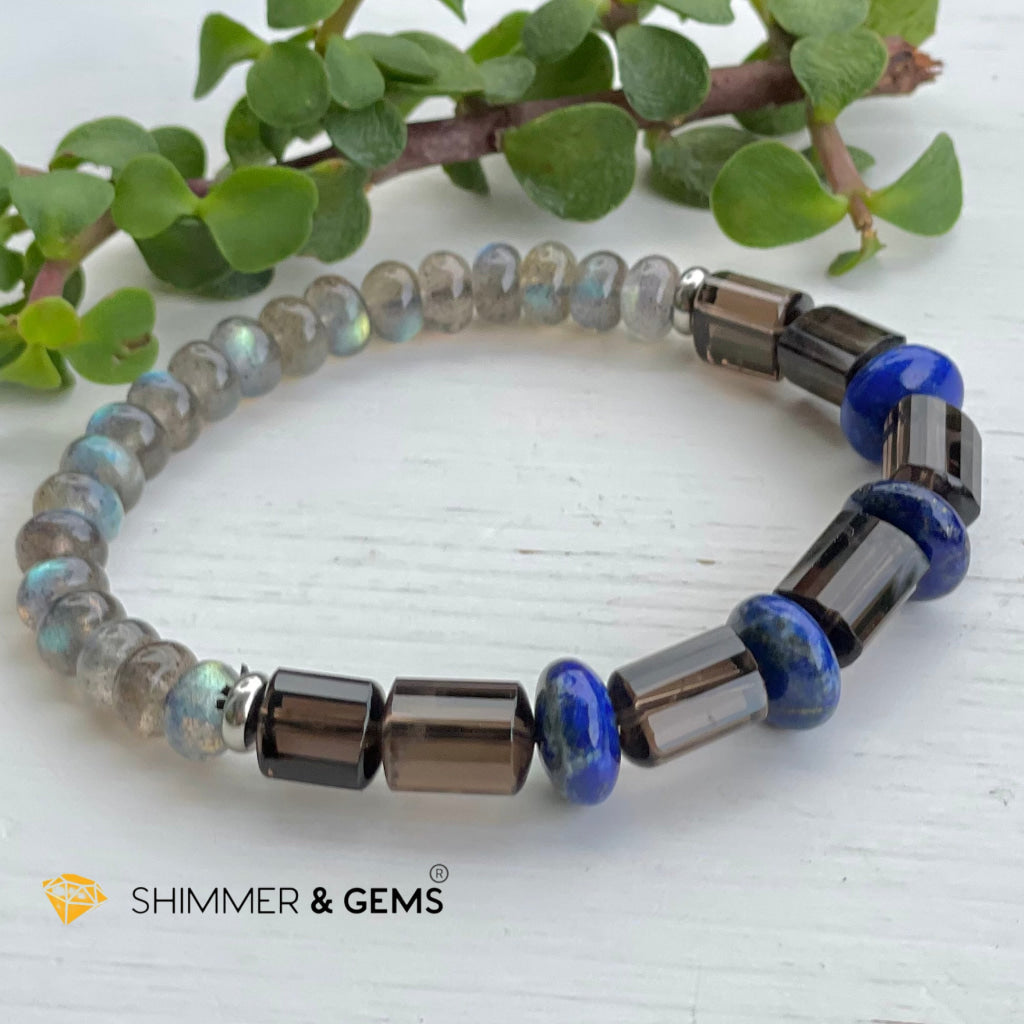 Aura Cleanse & Stress Release Bracelet For Men Women (Labradorite Lapis Smoky Quartz) Bracelets