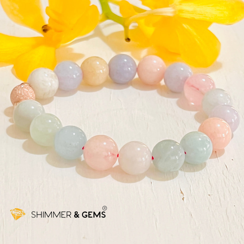 Beryl Healing Bracelet 10Mm (Morganite Heliodor Aquamarine) Bracelets