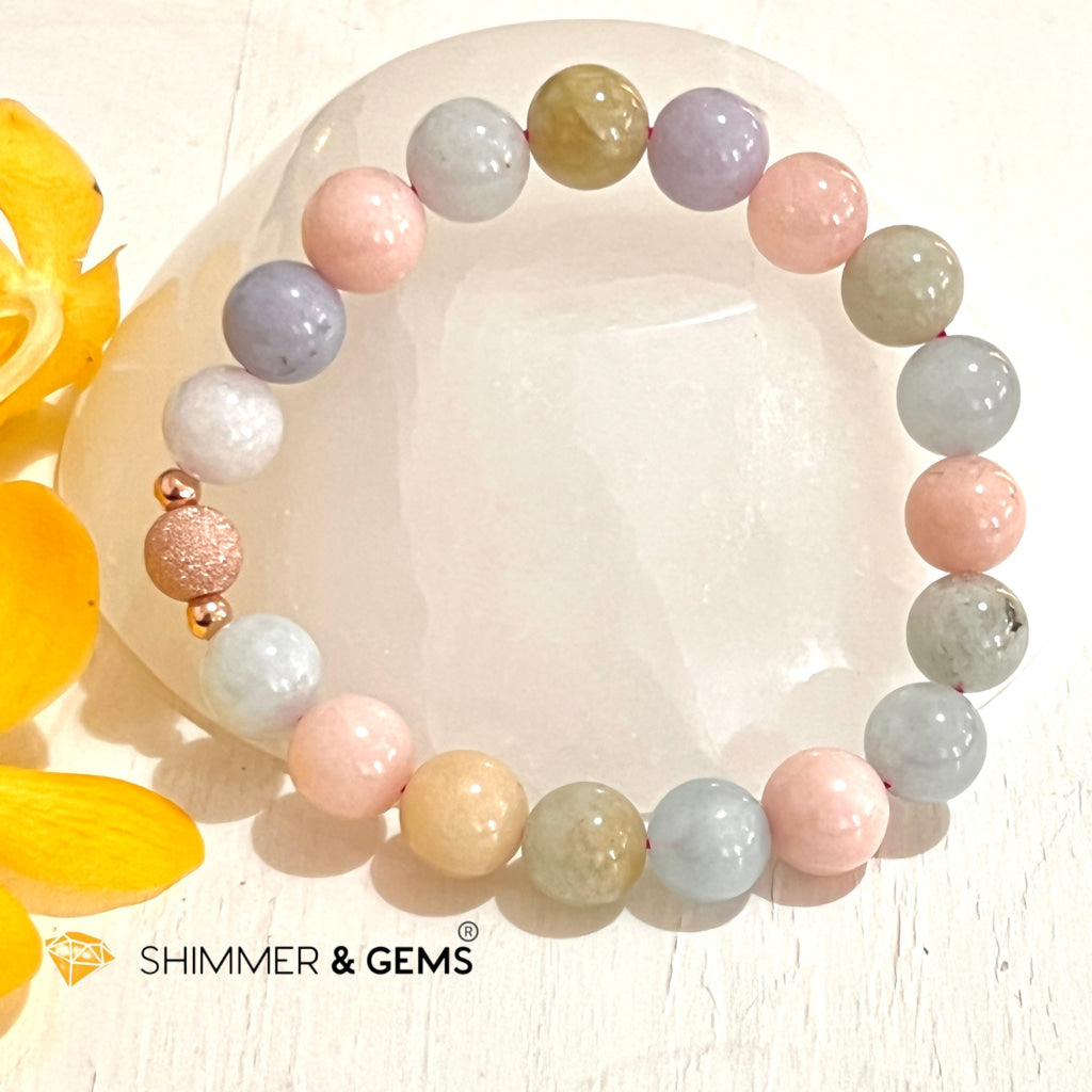 Beryl Healing Bracelet 10Mm (Morganite Heliodor Aquamarine) Bracelets