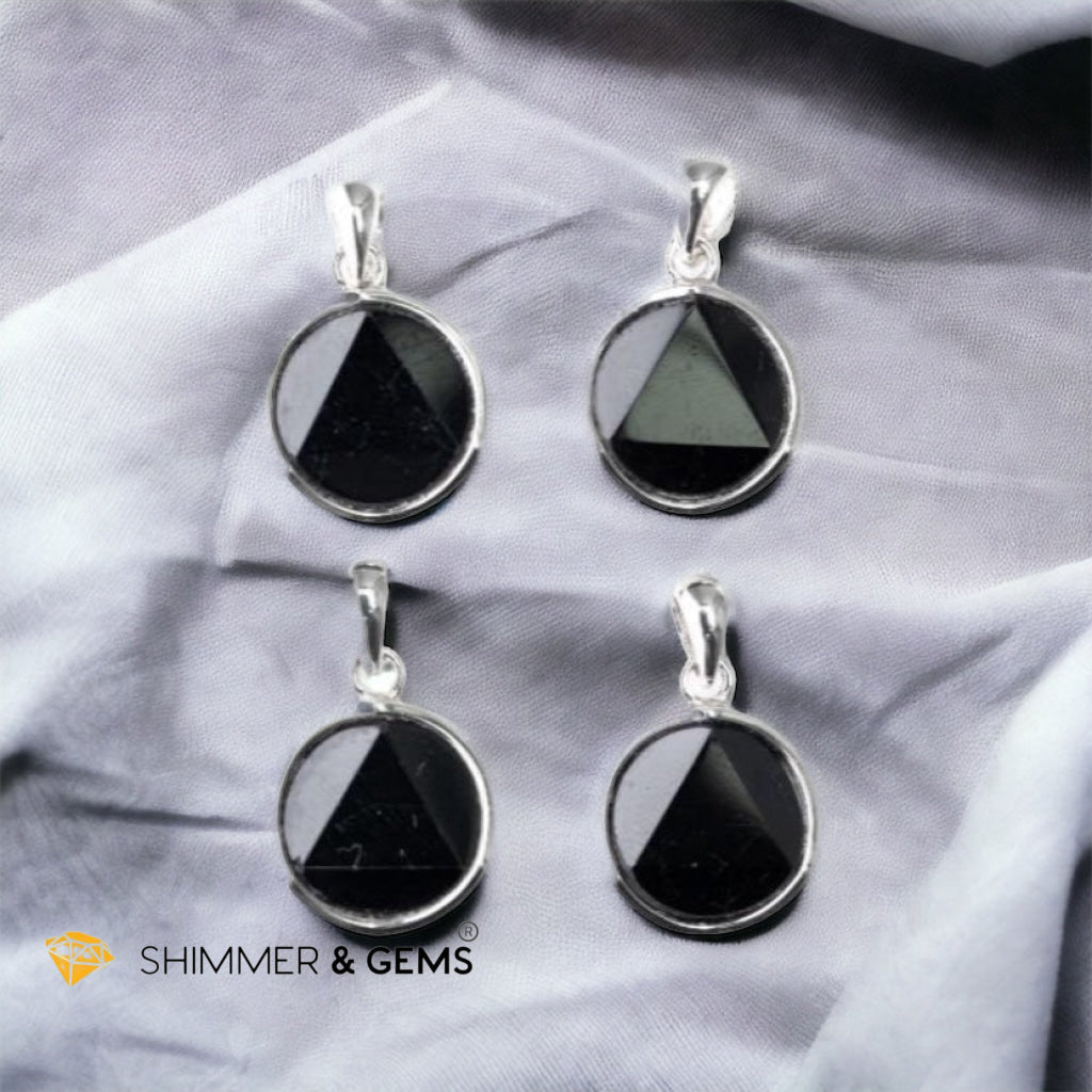 Black Tourmaline Star of David Pendant 925 Silver