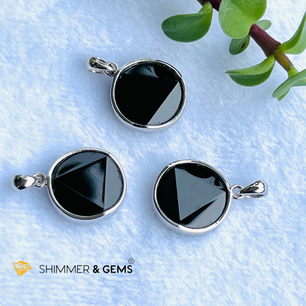 Star Of David Black Tourmaline 15Mm Pendant 925 Silver Charms & Pendants