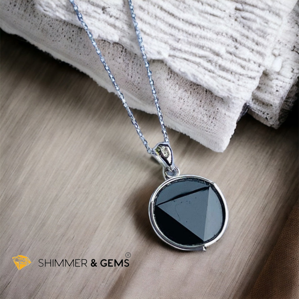 Black Tourmaline Star of David Pendant 925 Silver