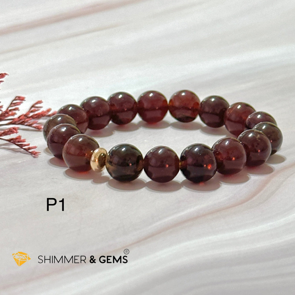 Blue Amber 10Mm Bracelet With 14K Gold Filled Bead Photo 1 (5.5)