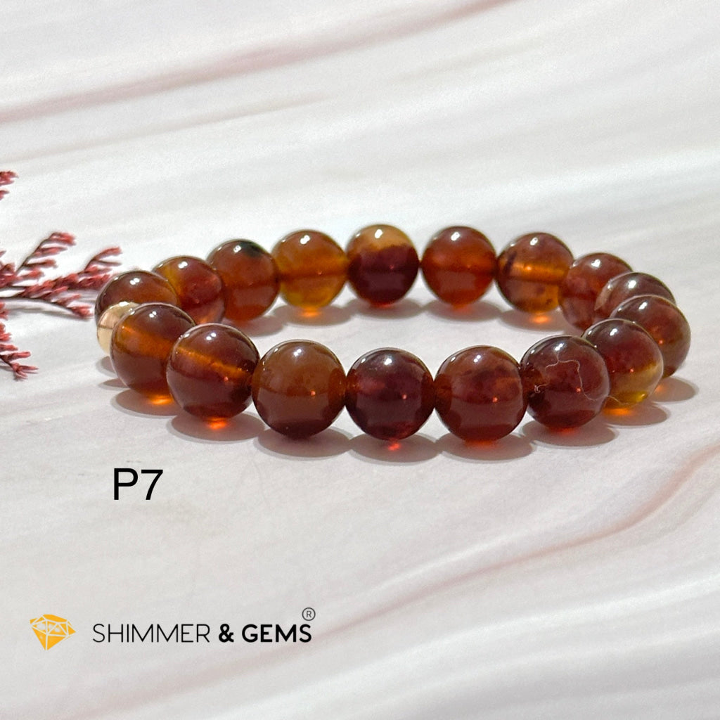 Blue Amber 10Mm Bracelet With 14K Gold Filled Bead Photo 7 (5.5)