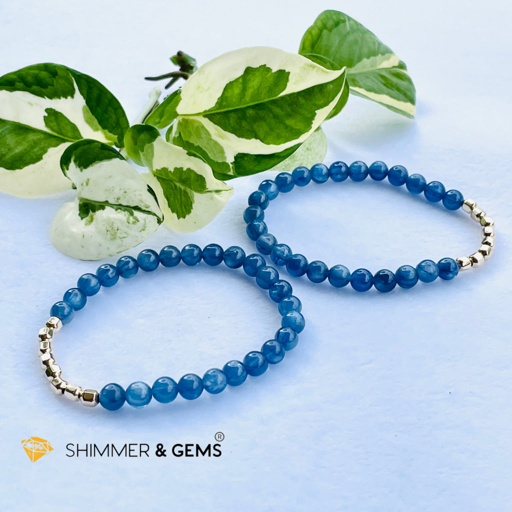 Blue Kyanite 6Mm Bracelet With Faceted 4Mm Gold Filled Beads (High Frequency)