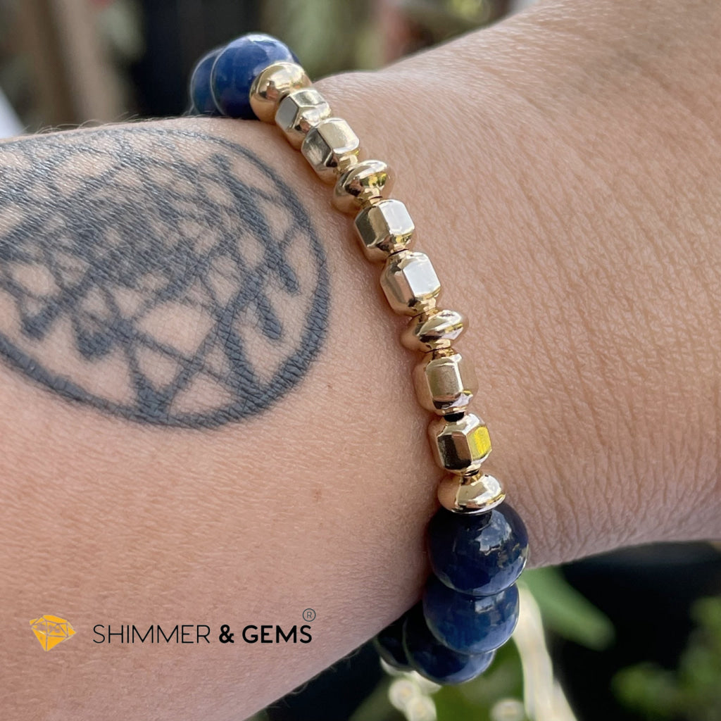 Blue Kyanite 8Mm Bracelet With Faceted 4Mm Gold Filled Beads (High Frequency) Bracelets