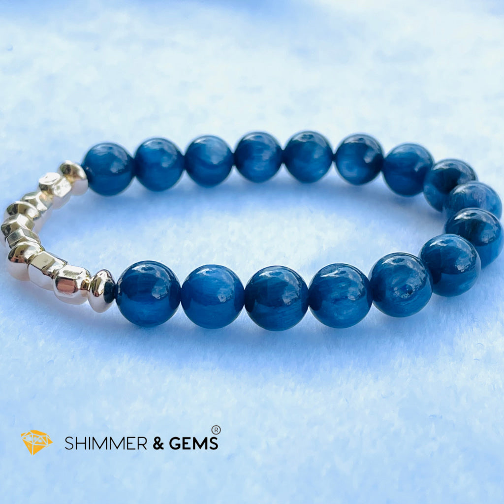 Blue Kyanite 8Mm Bracelet With Faceted 4Mm Gold Filled Beads (High Frequency) Bracelets