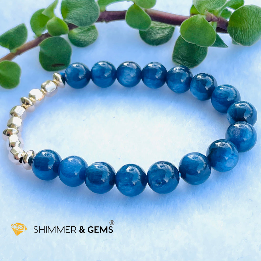 Blue Kyanite 8Mm Bracelet With Faceted 4Mm Gold Filled Beads (High Frequency) Bracelets